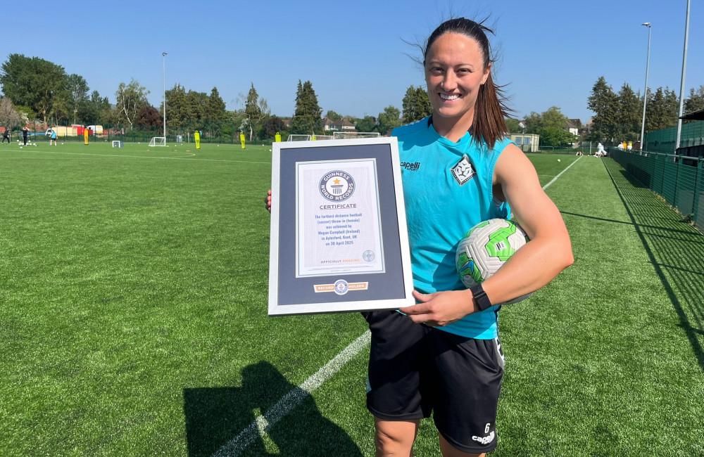 International footballer lobs world's longest throw-in