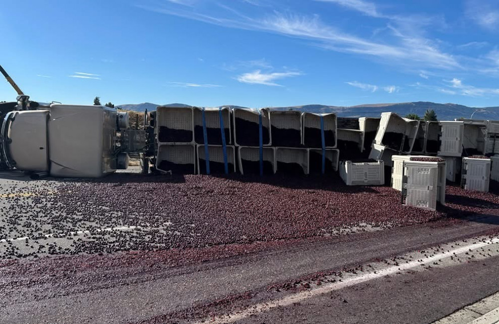 Overturned truck causes Washington road to be covered in cherries