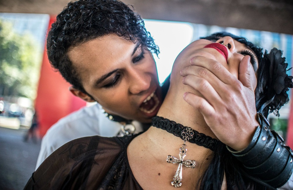 Woman claiming to be a real-life vampire sucks the energy out of people