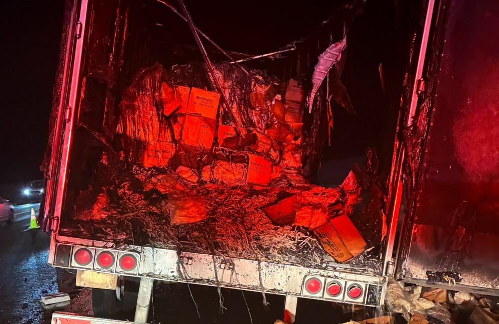 Truck of french fries catches fire on highway